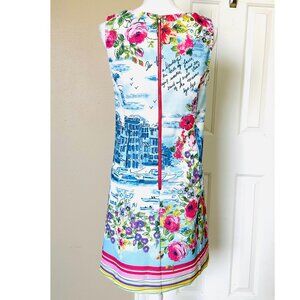 Gabby Skye Scenery Hopsack French Scenic Canvas Paneled Midi Dress Size 6